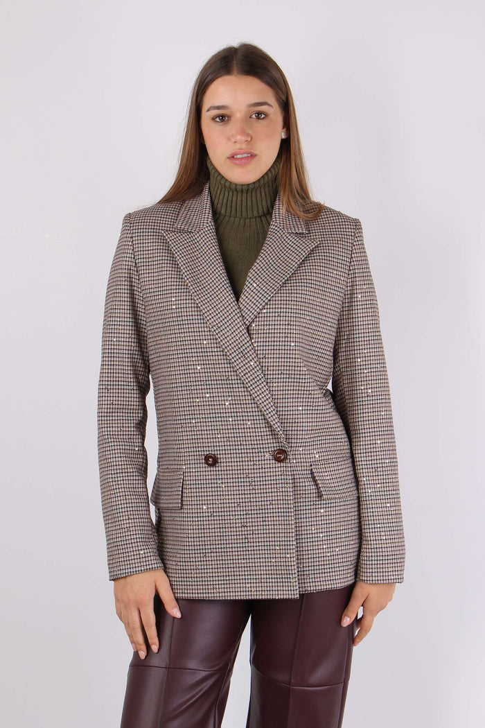 Giacca Pied De Poule Paillette Moro/bordeaux-2