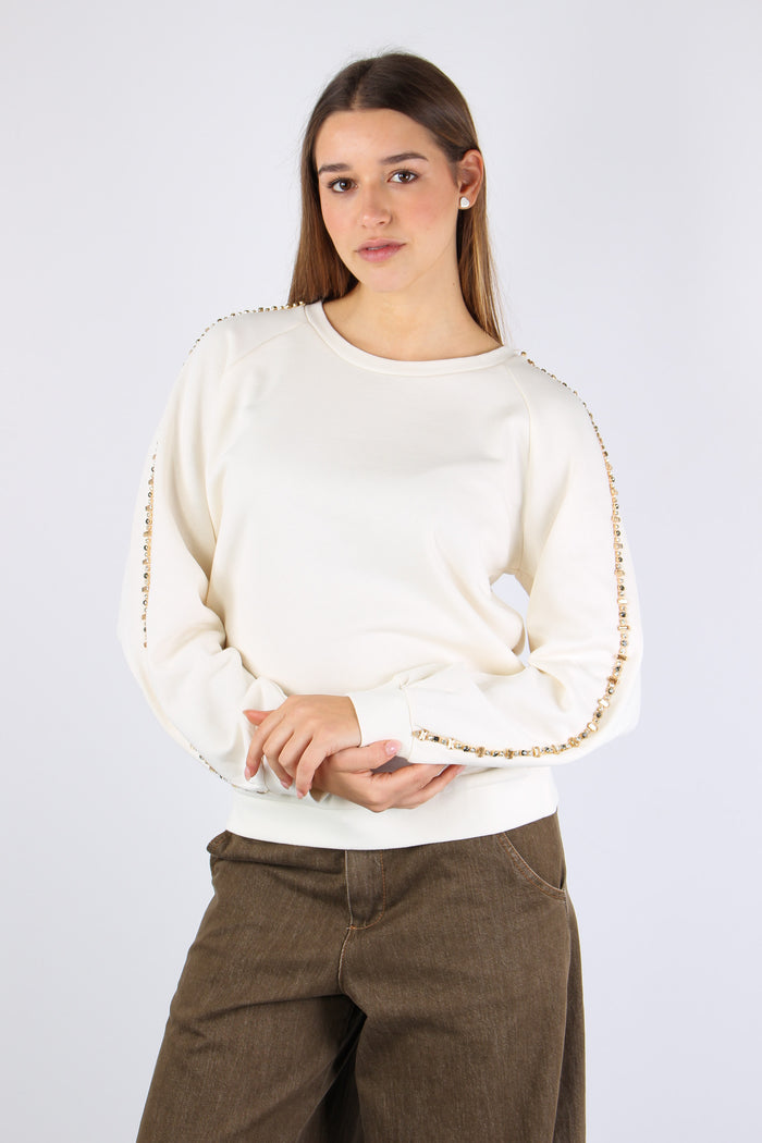 Girocollo Castoni Manica Bianco Latte-3