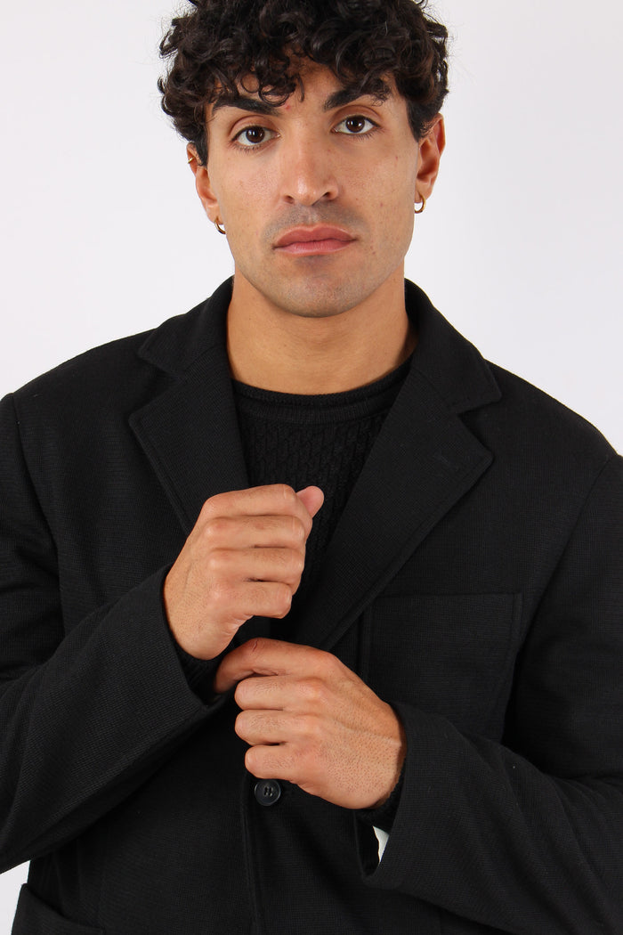 Giacca Basica Tasche Nero-8