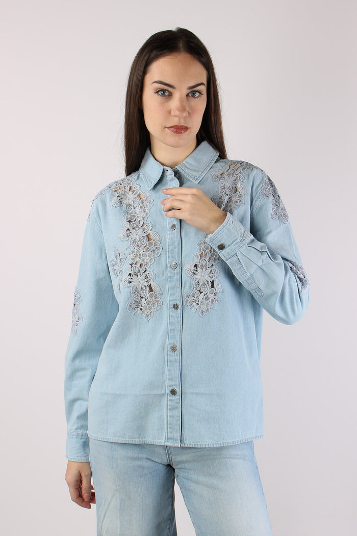 Camicia Denim Pizzo Denim Chiaro-3