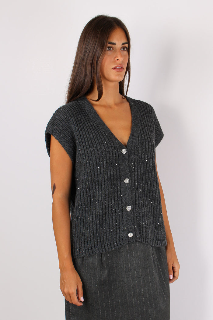 Inisio Gilet Costa Paillettes Antracite-5