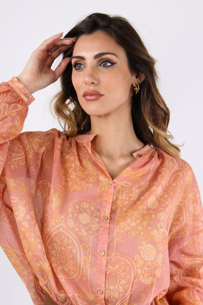 Camicia Mussola Stampa Rosa/giallo-7