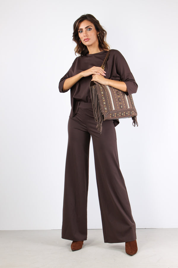 Pantalone Palazzo Misto Viscos Moro