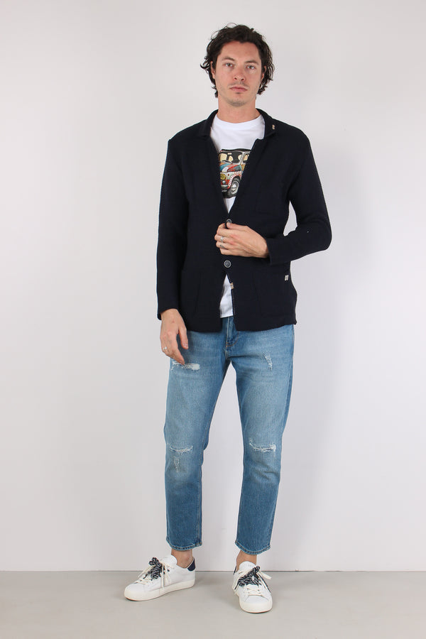 Giacca In Maglia Blu Navy-2