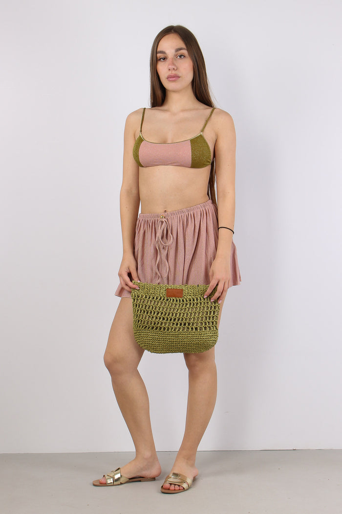 Minigonna Coulisse Lurex Rosa-5