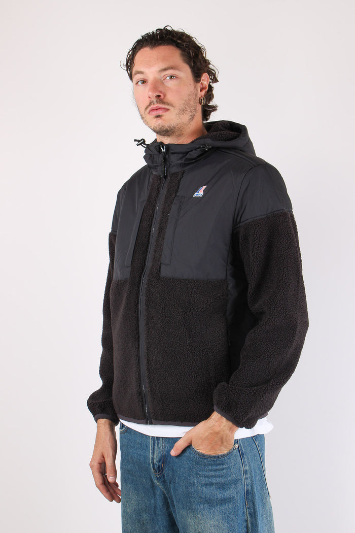 Giubbotto Cappuccio Inserto Teddy Black Pure-5