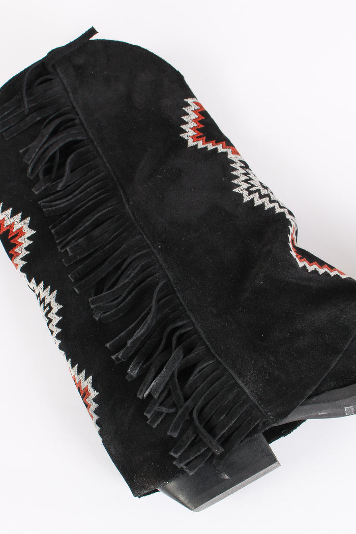 Texano Camoscio Ricami Nero-8