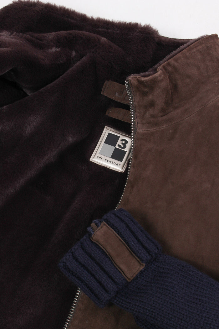 Bomber Bimateriale Interno Pelo Brown/blu-9