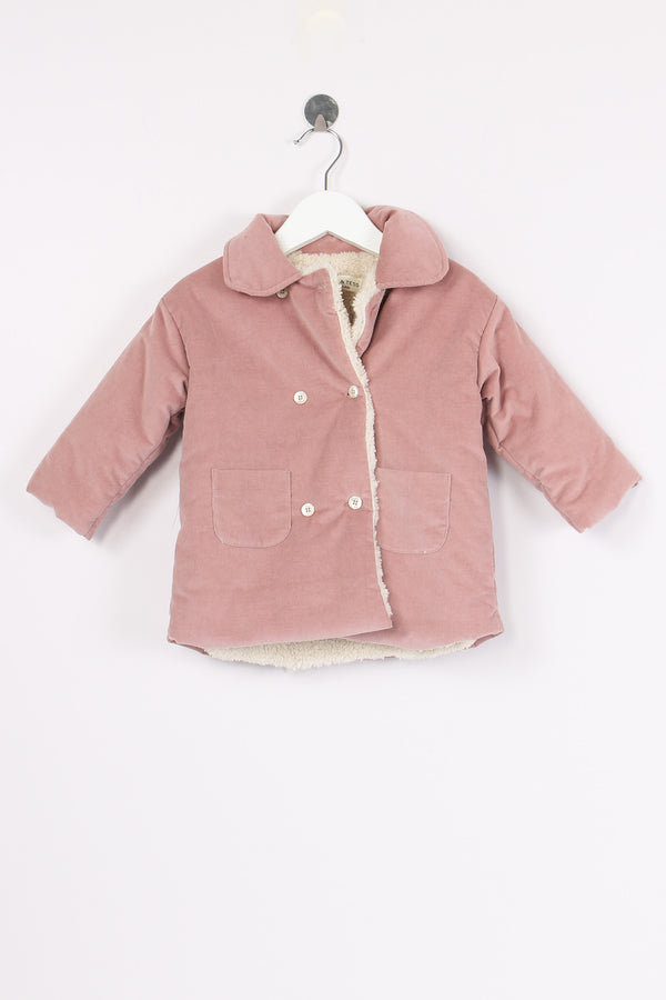 Cappotto Velluto Inserto Teddy Old Rose