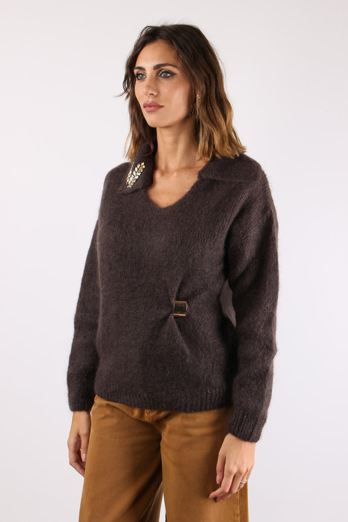 Maglia Polo Ripresa Fianco Cioccolato-4