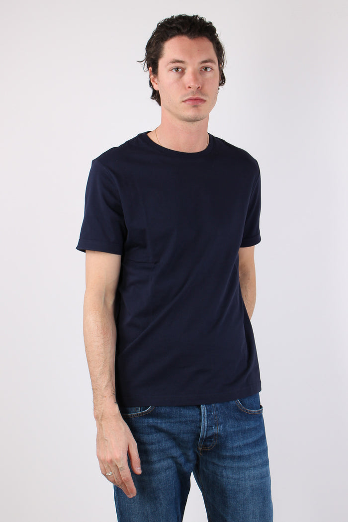 T-shirt Basica Logo Manica Blu-6