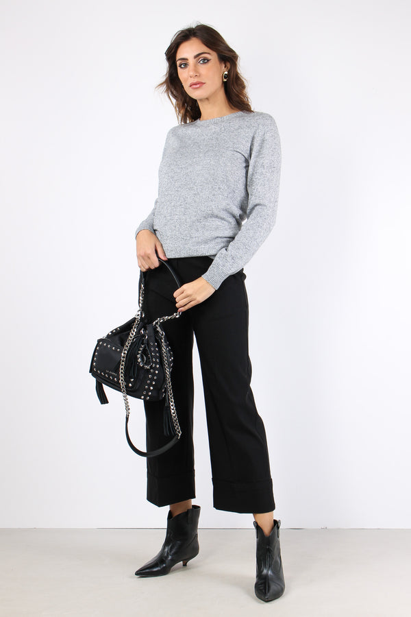 Maglia Misto Cachemire Grigio Melange