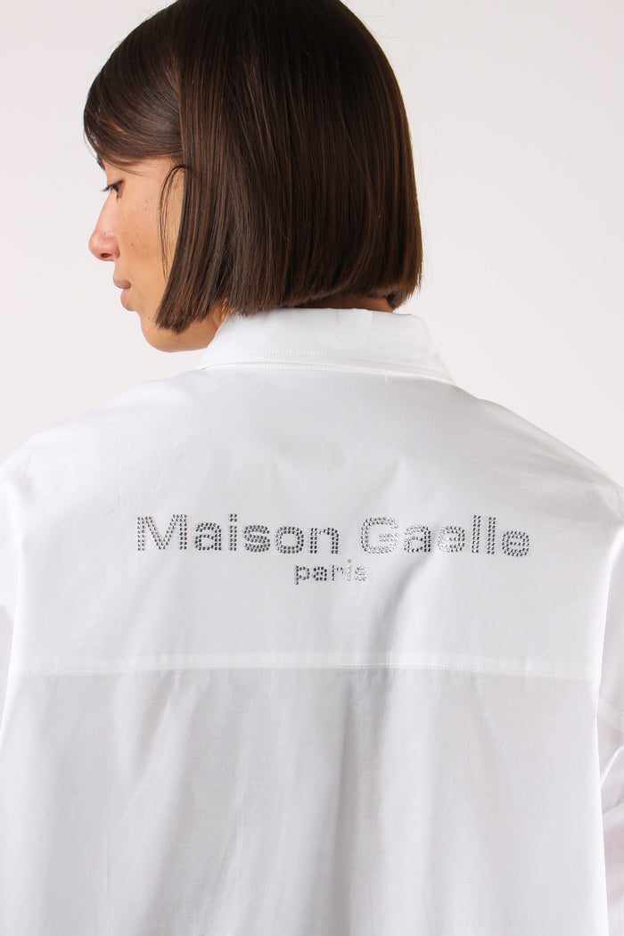 Camicia Logo Strass Bianco-6