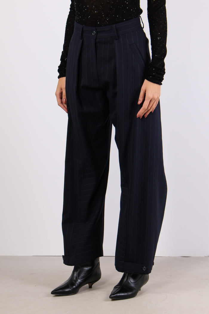 Pastasfoglia Pantalone Gessato Blu/bianco-5