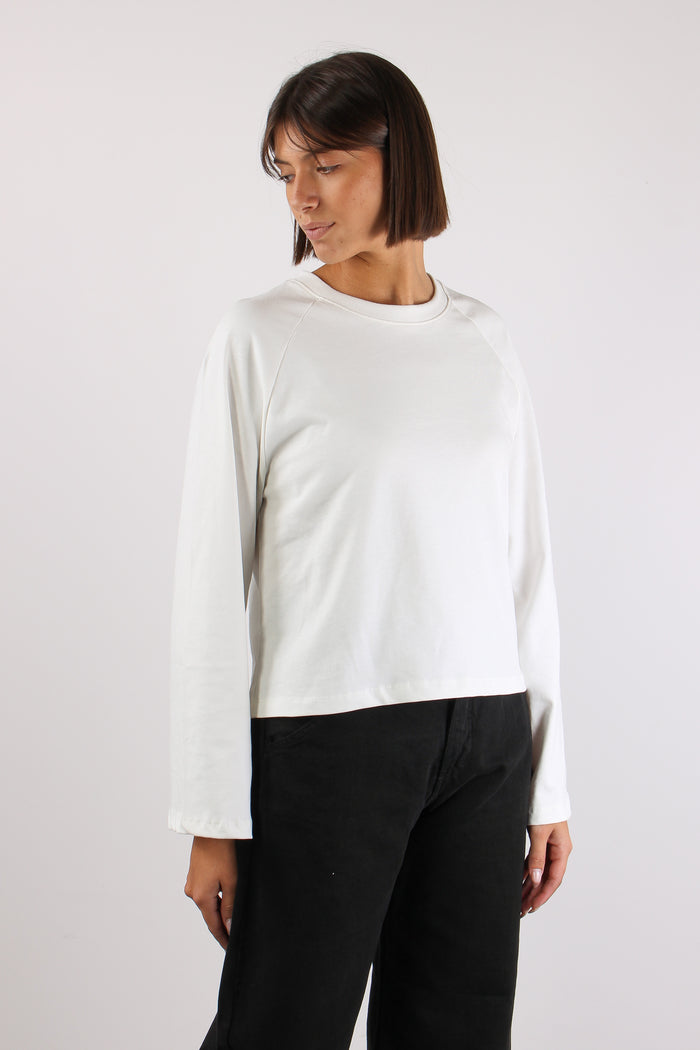 T-shirt Cotone Manica Svasata Panna-7