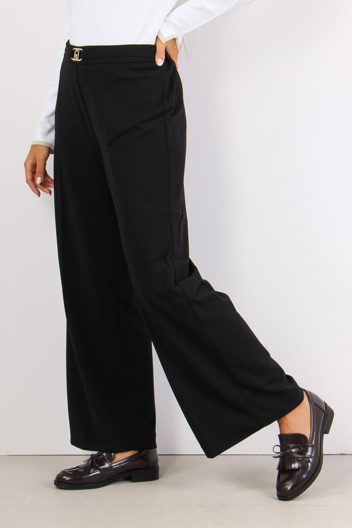 Pantalone Fluido Palazzo Nero-3