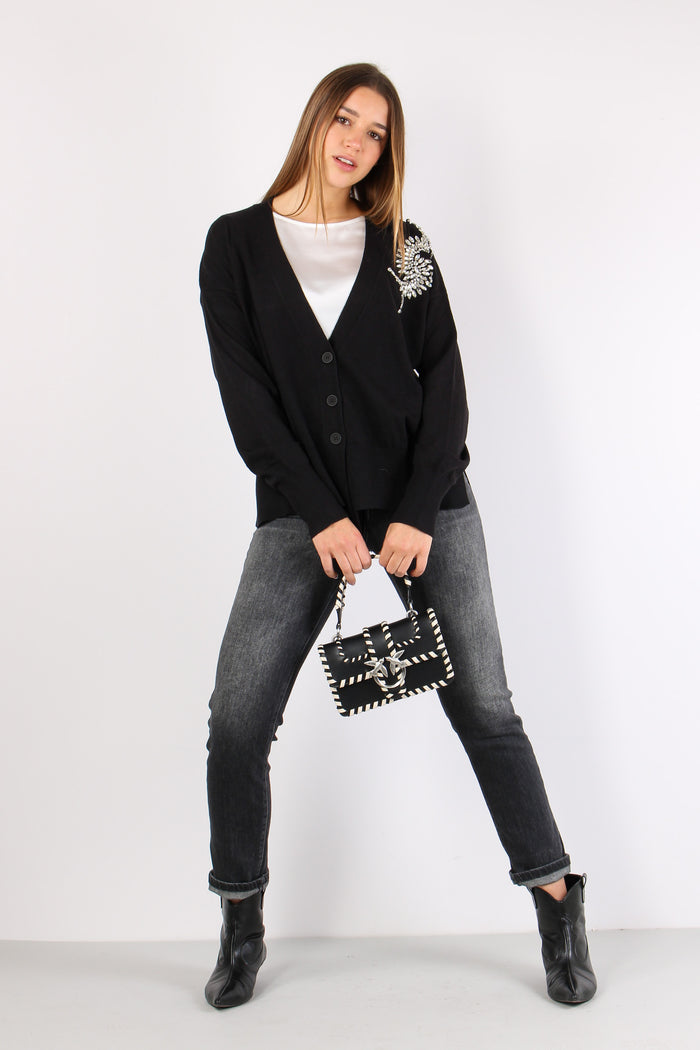 Venetico Cardigan Applicazione Black-8