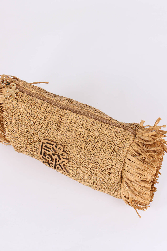 Pochetta Paglia Frange Beige-5