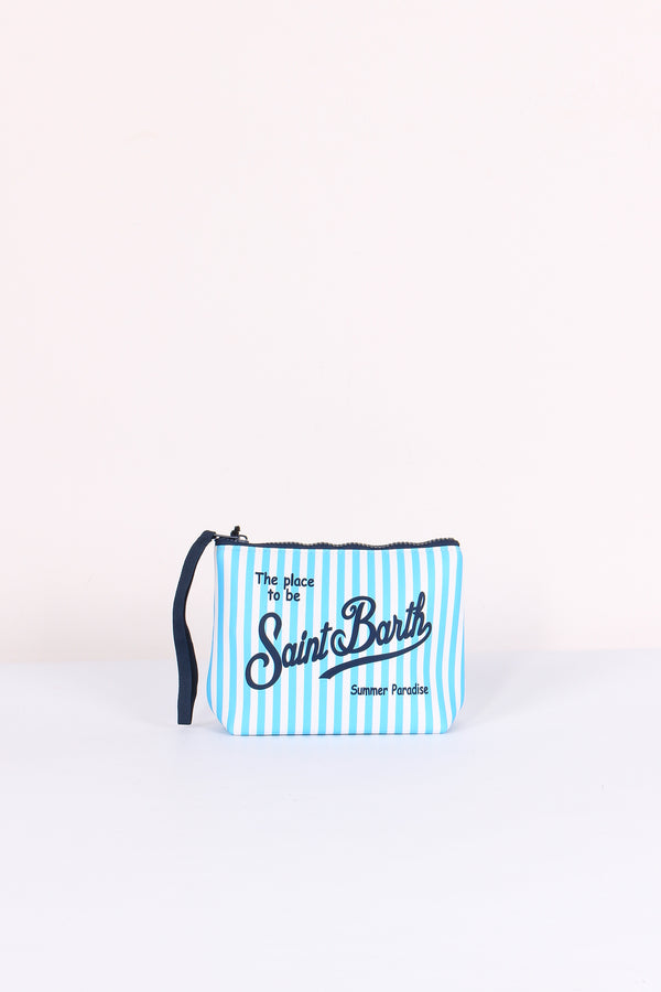 Aline Pochette Righe Mini Azzurro/bianco