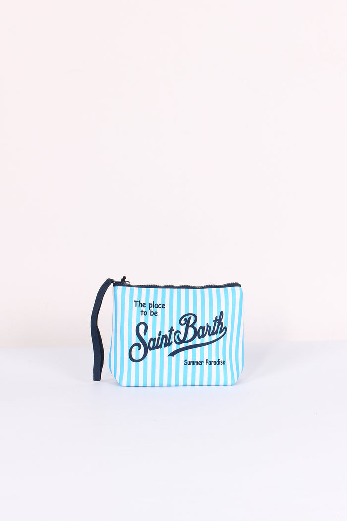 Aline Pochette Righe Mini Azzurro/bianco