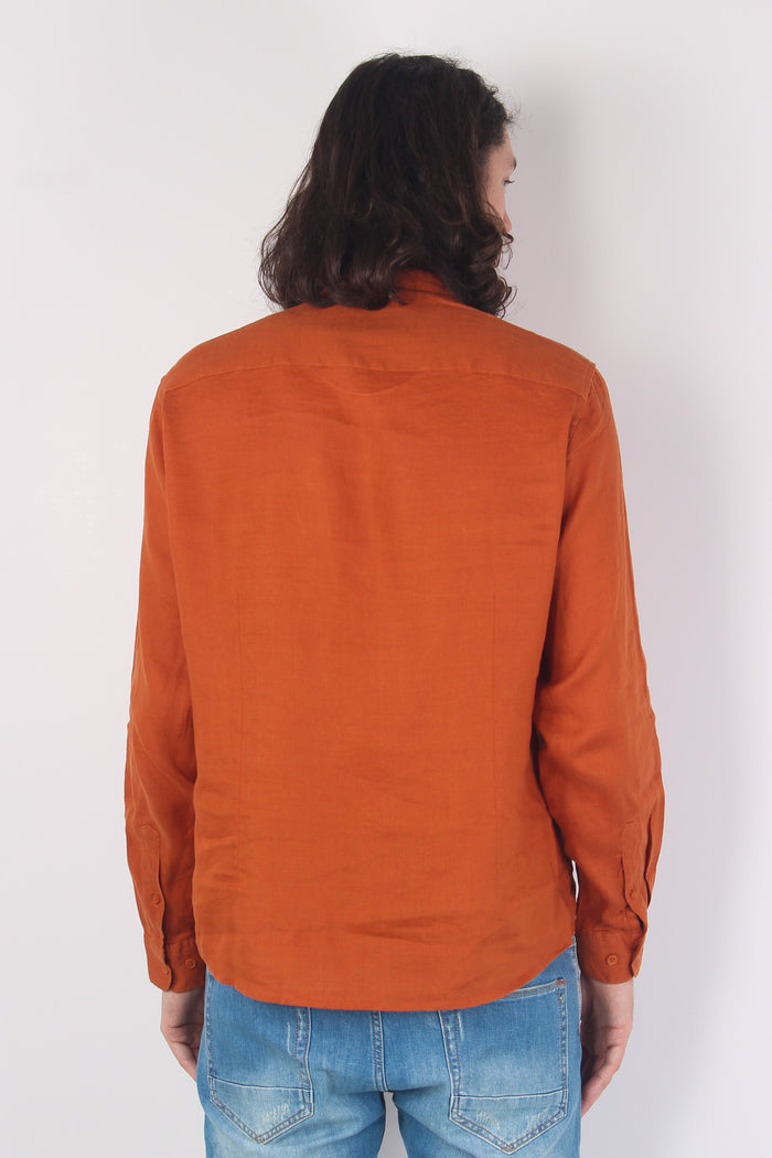 Camicia Lino Coreana Rust-3