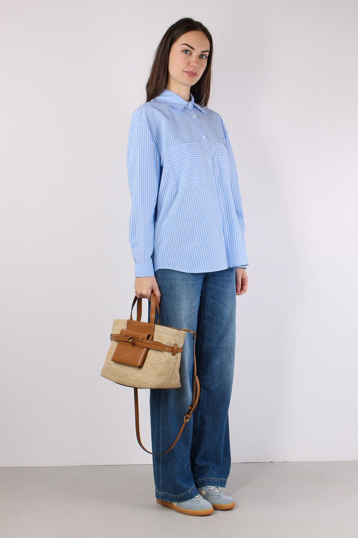 Camicia Cotone Riga Bianco/azzurro-6