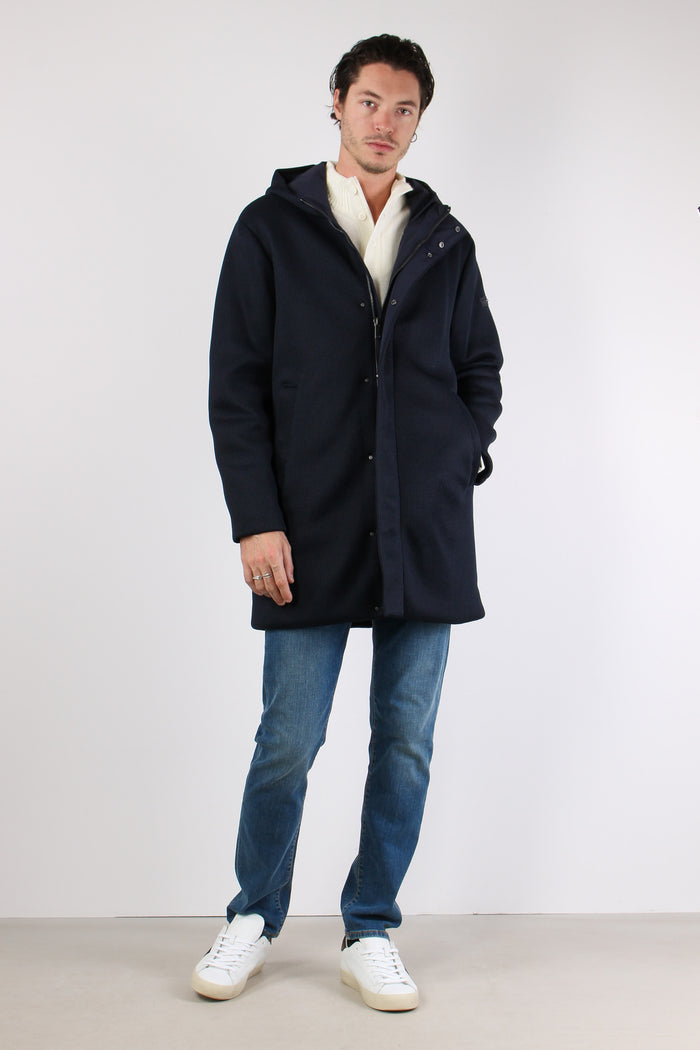 Parka Cappuccio Tricotech Blu Navy-3