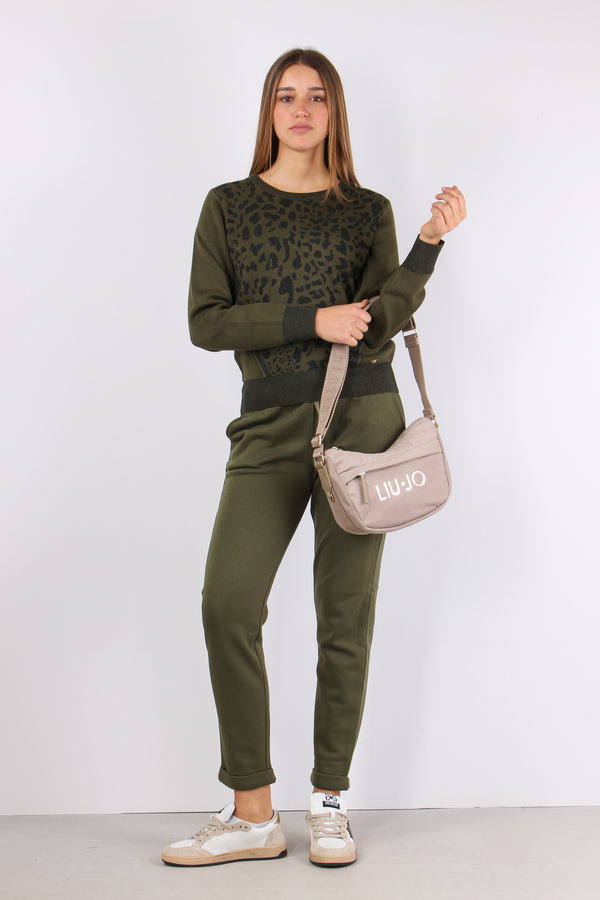 Maglia Inserto Macula Lurex Olive/nero