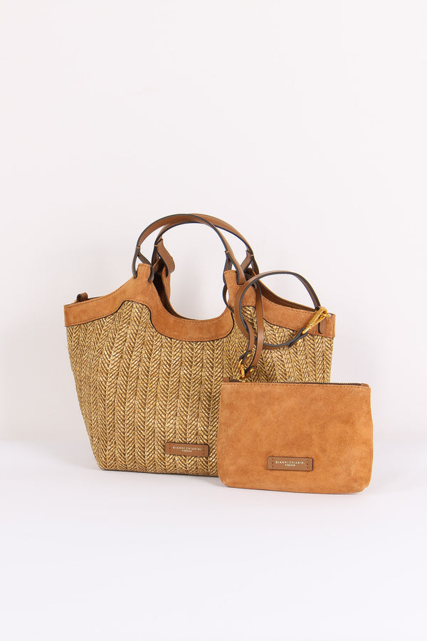 Dua Shopping Paglia Inserto Camoscio Cookie-2