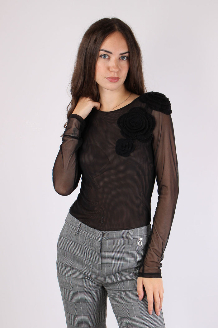 T-shirt Tulle Applicazione Ros Black/black