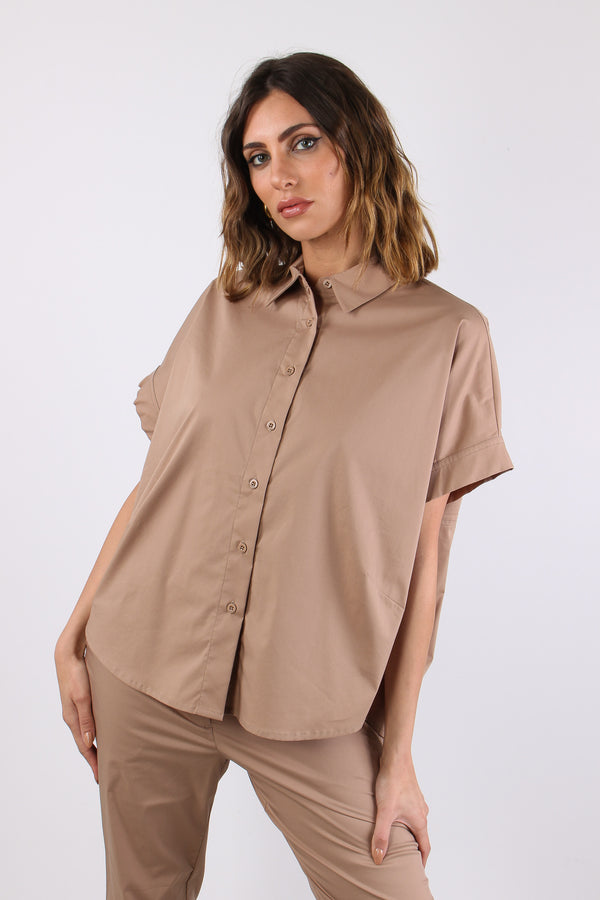 Camicia Over Squadrata Hazelnut-2