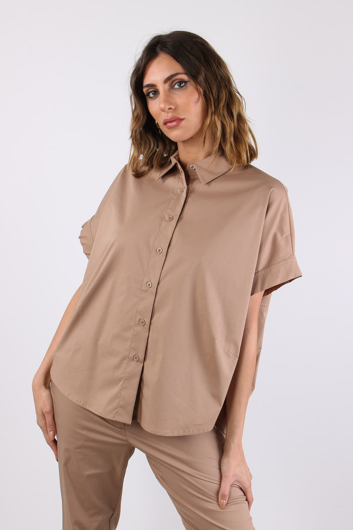 Camicia Over Squadrata Hazelnut-2