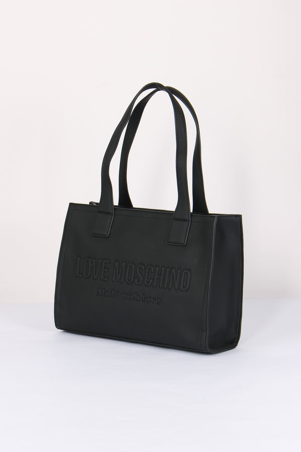 Shopping Rigida Effetto Denim Denim Nero-2