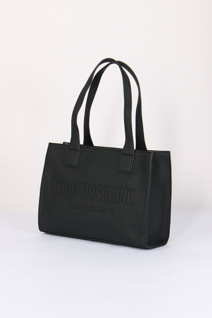 Shopping Rigida Effetto Denim Denim Nero-2