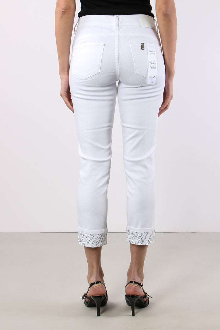Jeans Monroe Risvolto Strass Bianco Ottico-4