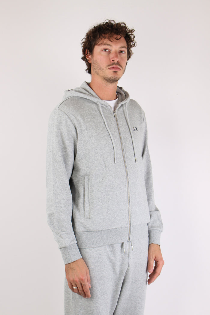 Felpa Full Zip Cappuccio Grigio-5