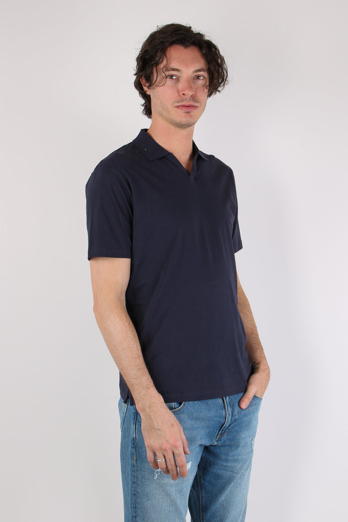 Polo Derby Cotone Blu Navy-6