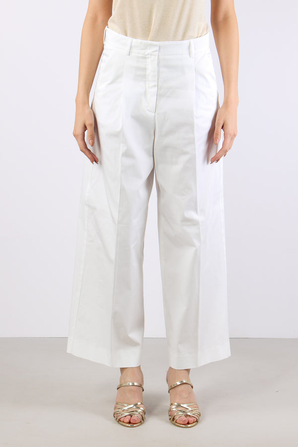 Bellico Pantalone Dritto Gabardina Off White-2