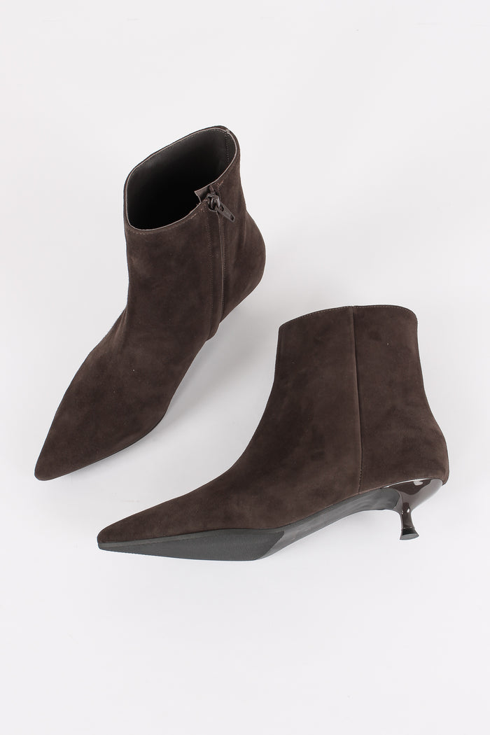 Tronchetto Suede Tacco Basso Moro-2