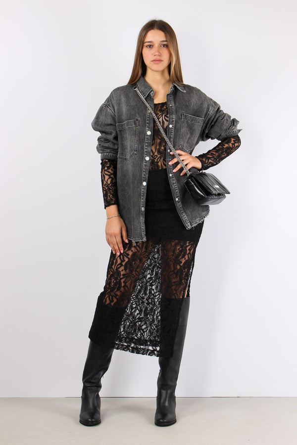 Camicia Over Denim Rotture Nero