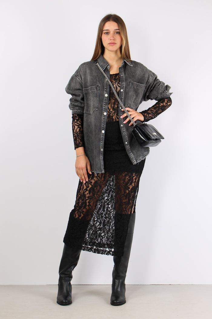 Camicia Over Denim Rotture Nero