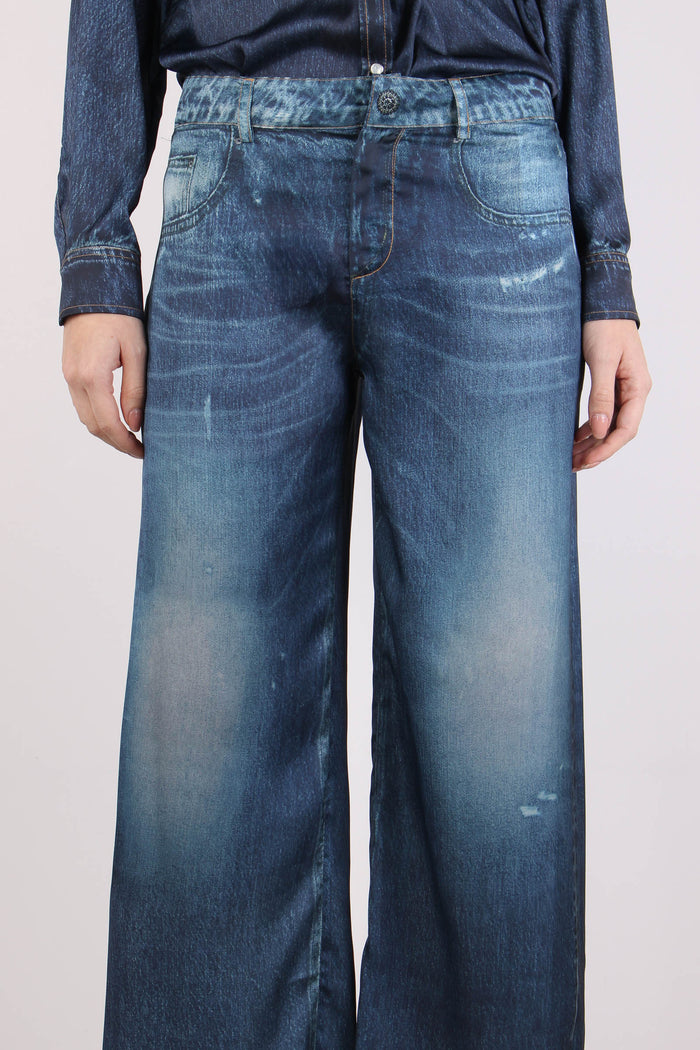 Jeans Stampa Digitale Rottture Blu Denim-6
