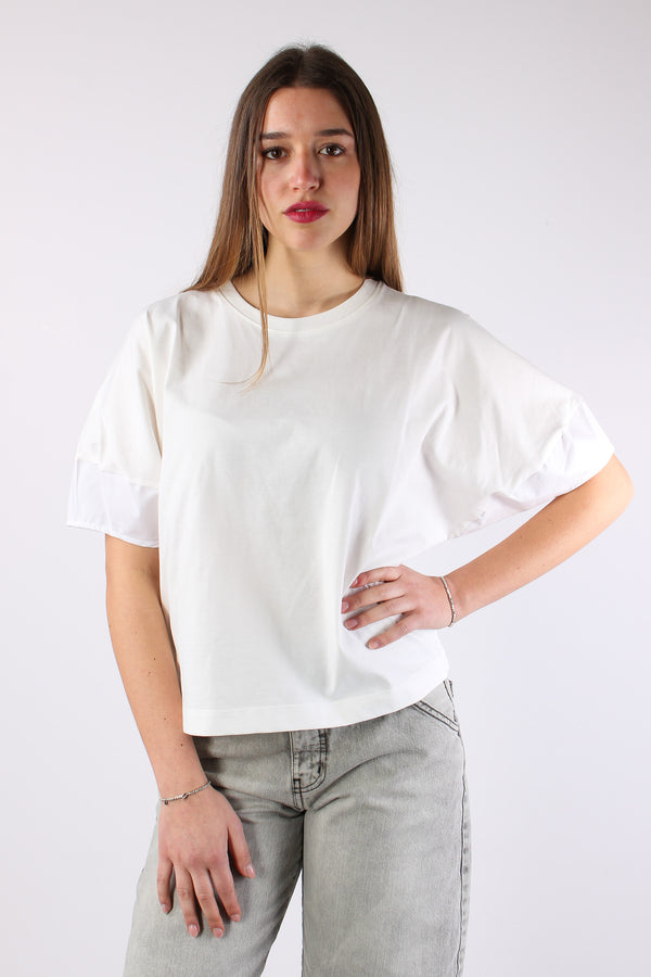 T-shirt Manica Fondo Popeline Panna-2