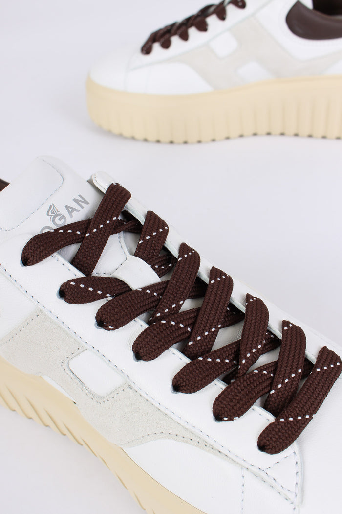 Sneaker Platform Suola Riga Bianco/marrone-8