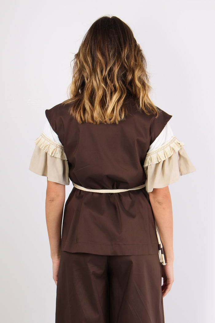 Gilet Doppiopetto Cintura Cord Moro-4