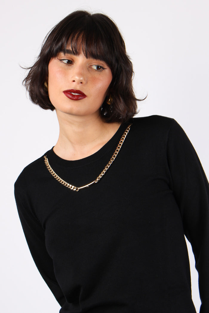 Claudia Maglia Catena Placca Black-6