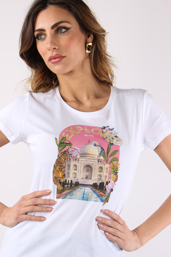T-shirt Slim Fantasia Bianco/explore-3