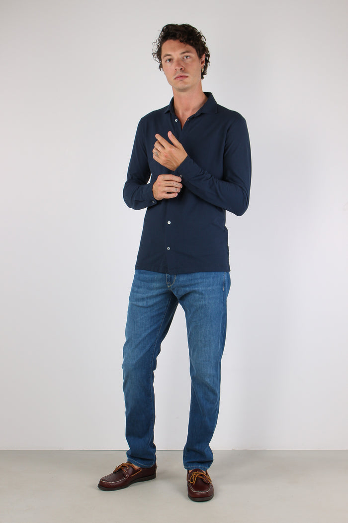 Polo Camicia Ice Cotton Blu-5