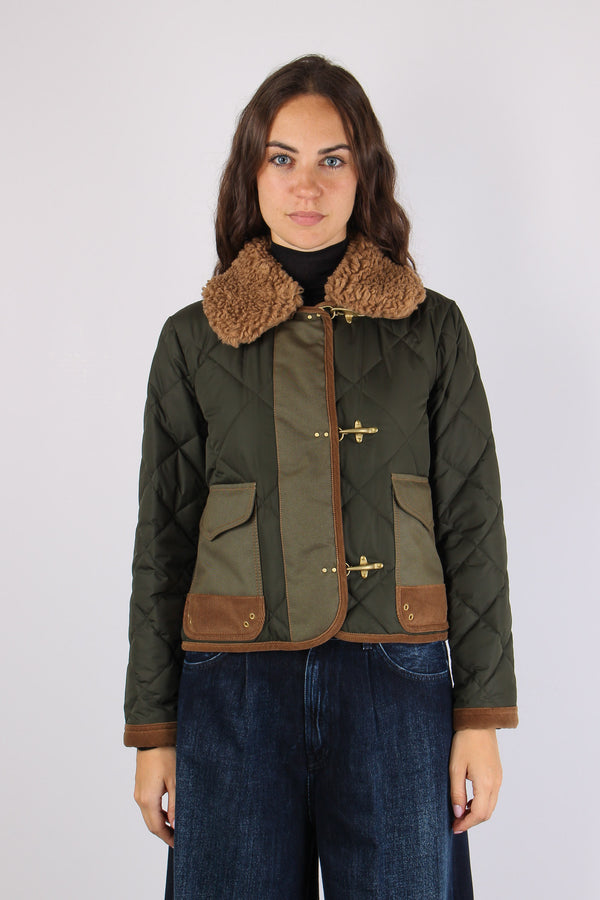 Giubbotto Trapuntato Collo Teddy Militare-2