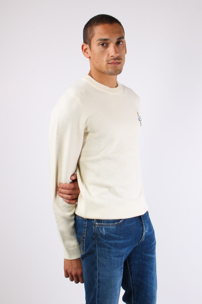 Maglia Logo Ricamo Laterale Bianco-6